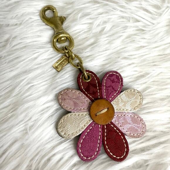 Y2K COACH Flower Bag Charm Key Fob - Picture 1 of 5